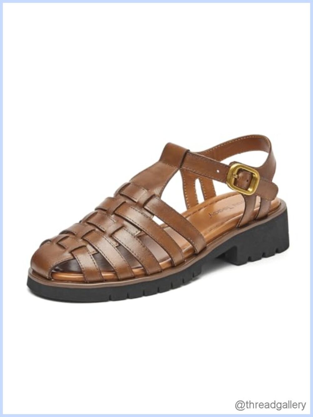 BEAU TODAY Womens Fisherman Sandals Platform Leather Closed Toe Adjustable